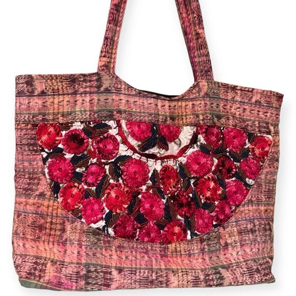 Boho Crocheted Tote Bag Shoulder Bag Beach Tote Overnight Open Inside Zip - Picture 1 of 9